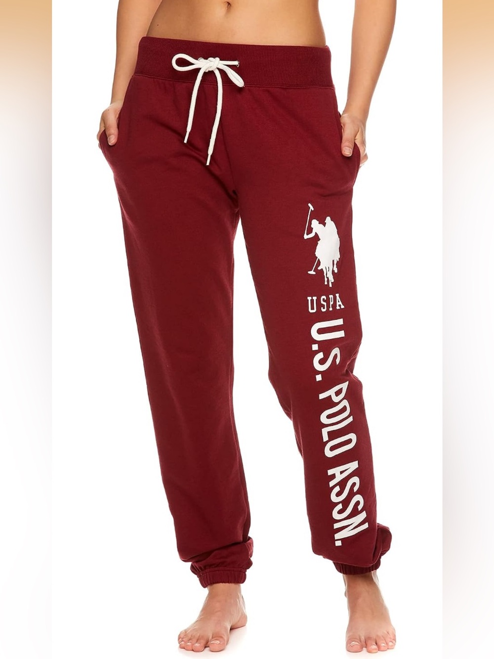 U.S. Polo Assn. Women's Burgundy Logo Jogger Pants